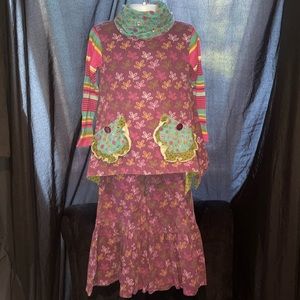 Jelly the Pug t-neck tunic/wide leg pants set